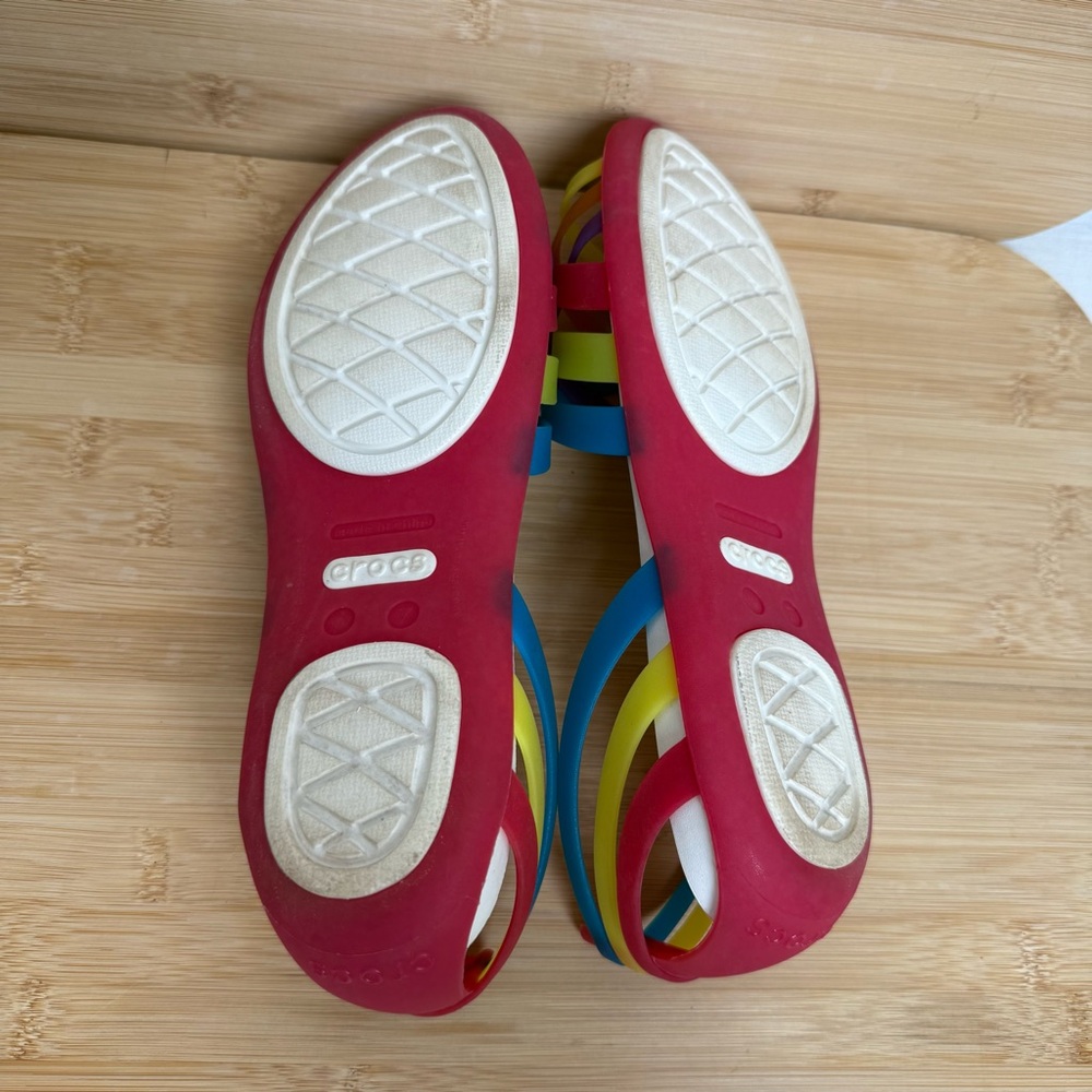 Crocs Isabella Rainbow Huarache Flat Jelly Sandal Women Size 7 Slip On - Picture 10 of 12